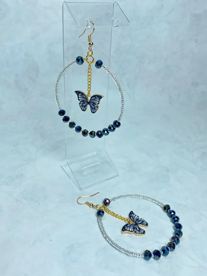 Earrings with butterflies. Handmade jewelry. Individual design.