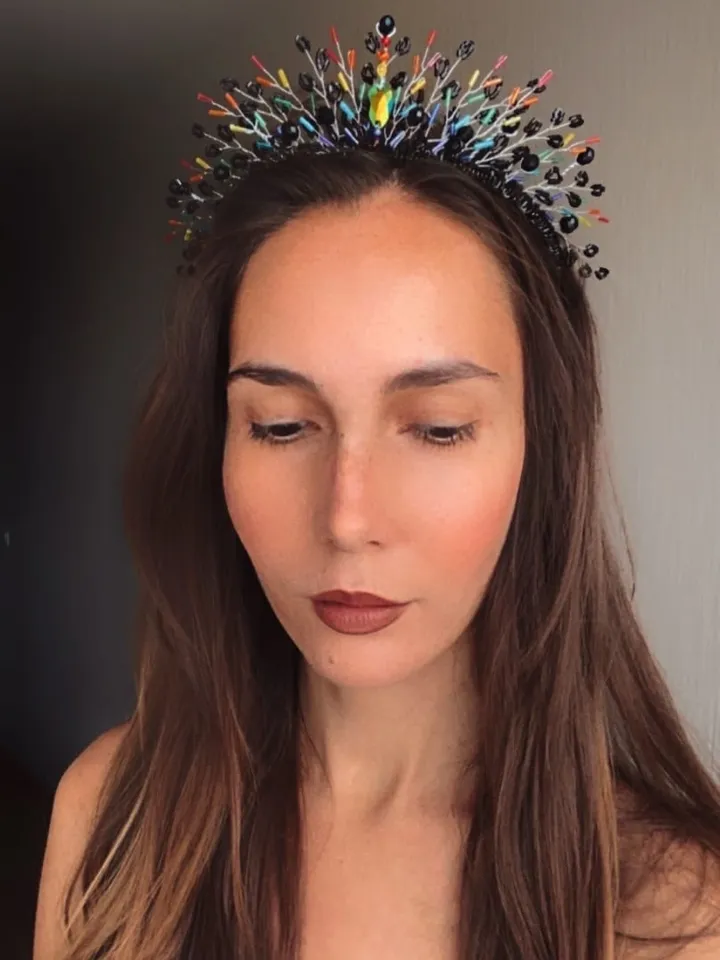 Rainbow tiara, Black crown, Halloween tiara, Lgbt pride headpiece, LGBT crown, Rainbow crown, Rainbow headpiece, Carnaval crown, multicolored tiara