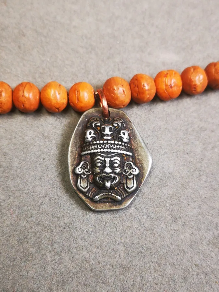 Gandhanra Handmade Tibetan Mala Pendant,Drashi Lhamo,Zashi Lhamo Amulet for Prayer Beads,Necklace,Bag Hanging,1.1&quot; × 0.9&quot;