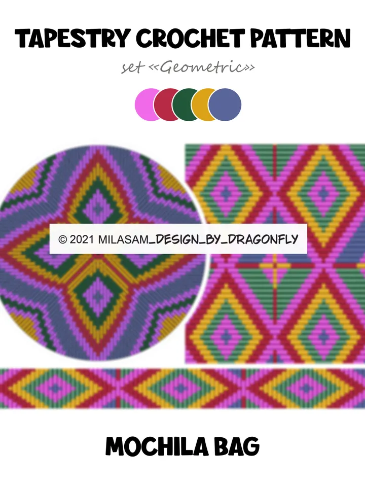 Tapestry crochet patterns - set Geometric
