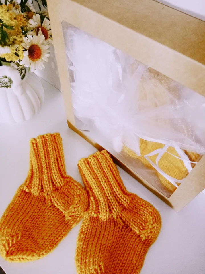 Knitted Socks for Newborns 2 pairs 6 months - 1 year 4.3 in Handmade for a Baby