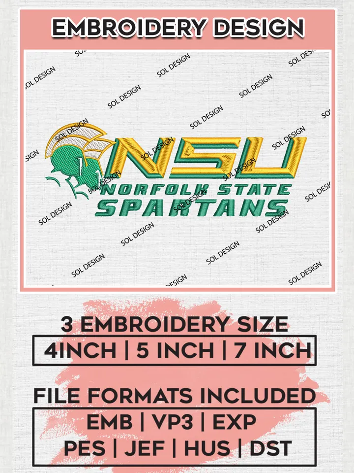 NCAA Norfolk State Spartans Team Logo embroidery designs, NCAA Norfolk State Spartans Logo Machine embroidery designs, NCAA Team Logo embroidery designs, NCAA Game Day Machine embroidery designs, Digital Download