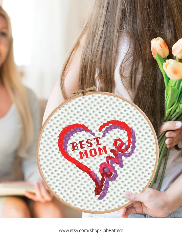 Best Mom Cross stitch pattern | Embroidery Pattern | Instant Download | Embroidery Designs