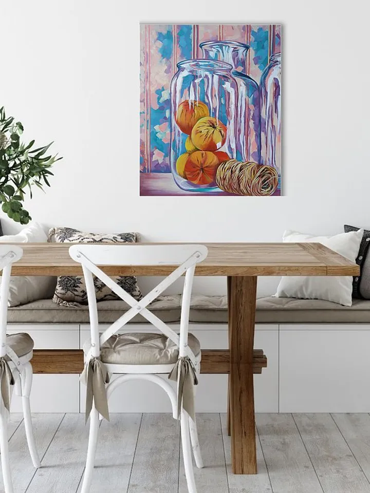 Apple Painting Jar Original Art Still Life Wall Art Oil Painting Canvas Art