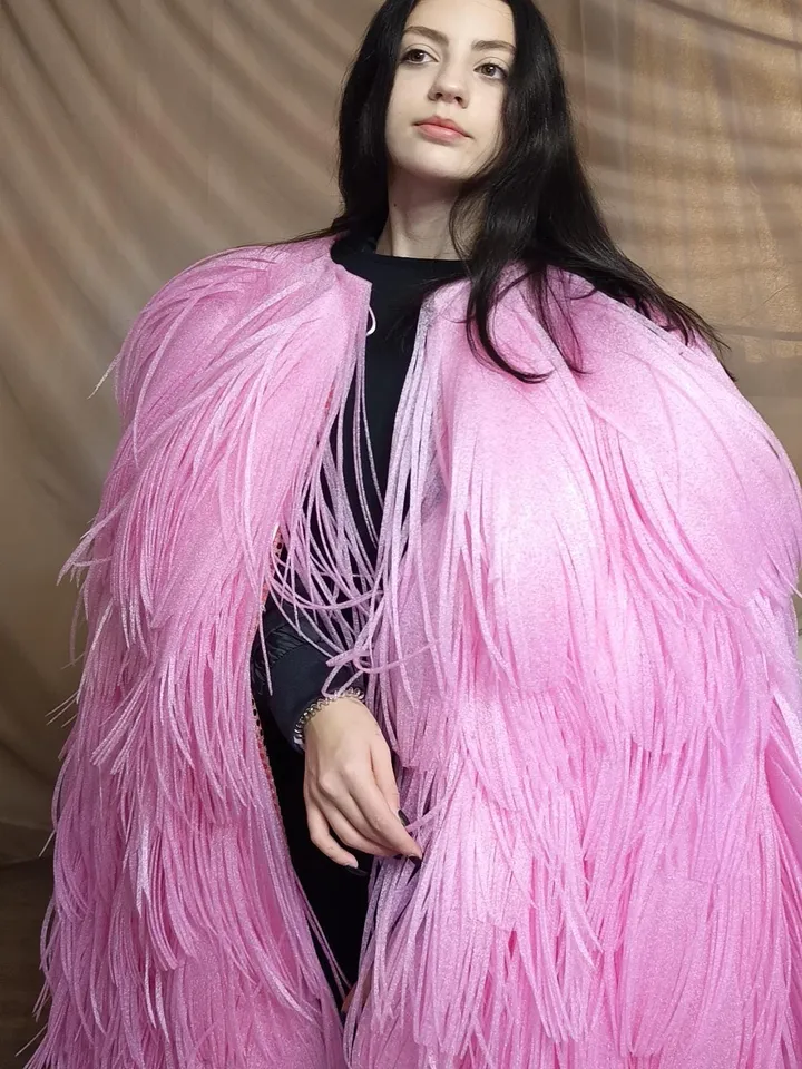 Feature cape, feathers fur coat, feathers, cape