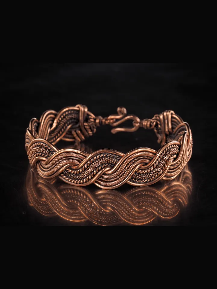 Woven copper wire bracelet Antique style handcrafted copper jewelry Unique gift