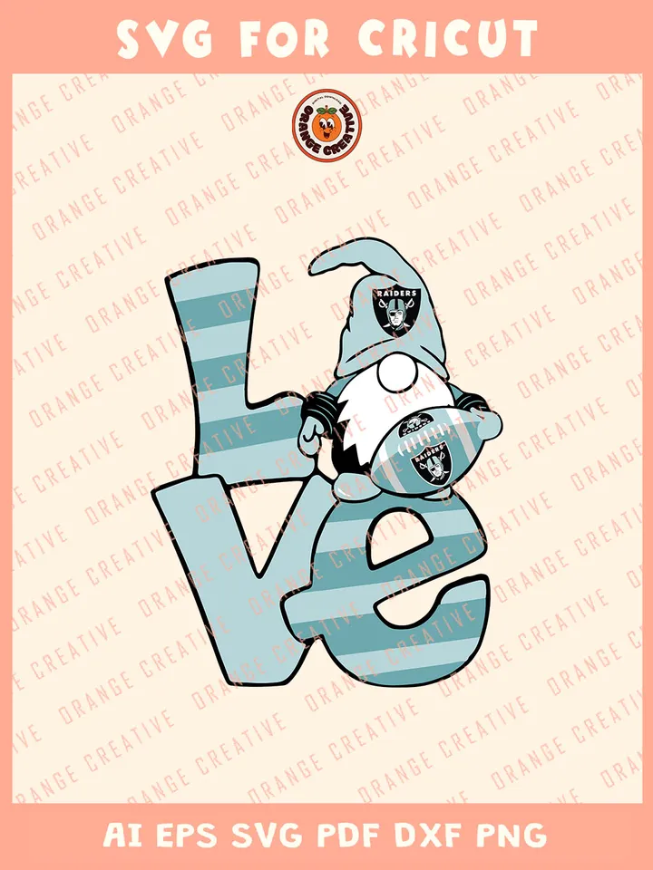 Las Vegas Raiders Love Gnomes Svg, NFL Las Vegas Raiders Team Svg, NFL Football SVG for cricut, Raiders Team Gift For Girls, Svg Files for Cricut, Png, Dxf, Digital Download