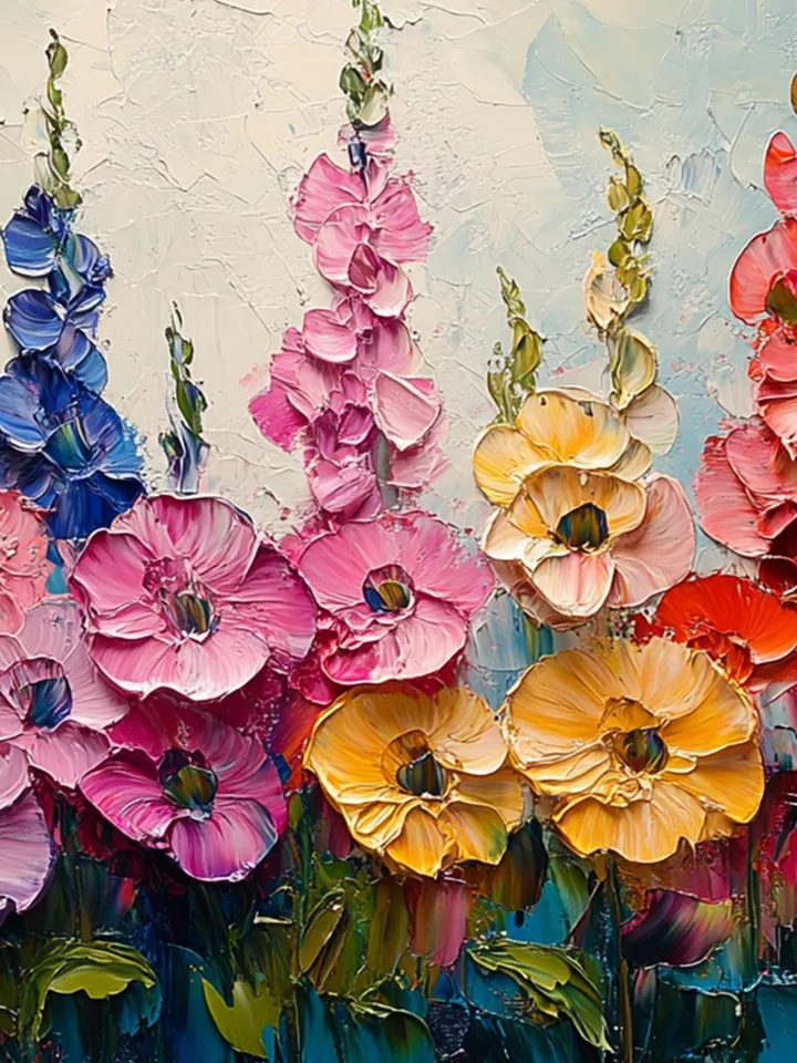 Large Impasto Floral Landscape Painting, Colorful Wildflower Field Artwork, Textured 3D Original Art, Vibrant Wall Art Decor, Garden Scene