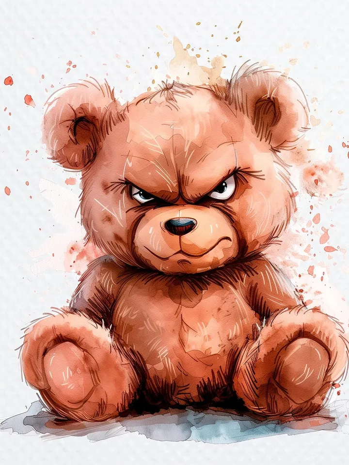 11 Grumpy Teddy Bear PNG Bundle, Teddy Bear Print, Printable Watercolor Sublimation, Digital download, Paper craft, junk journal