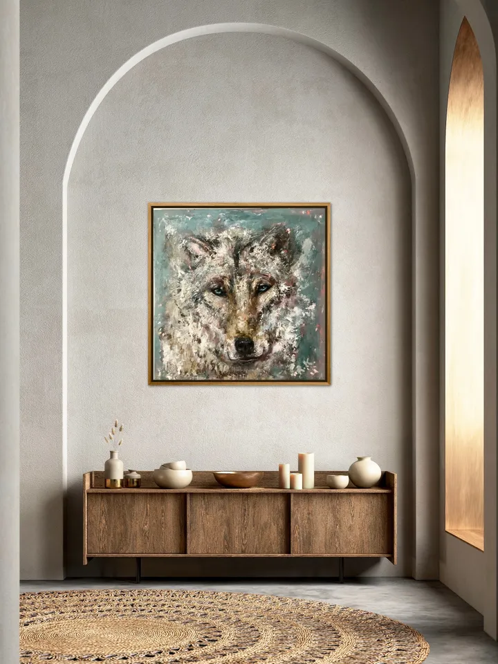 NEW ANIMALS COLLECTION.Wolf original textured oil painting on canvas,wild animals art,kids room decoration,one of a kind ,unique gift.