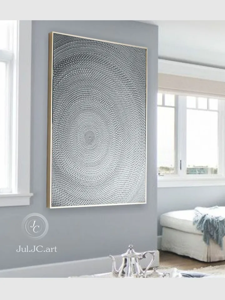 Glittery Silver Painting Textured artwork Silver Abstract Wall Art Original painting Modern Wall decor