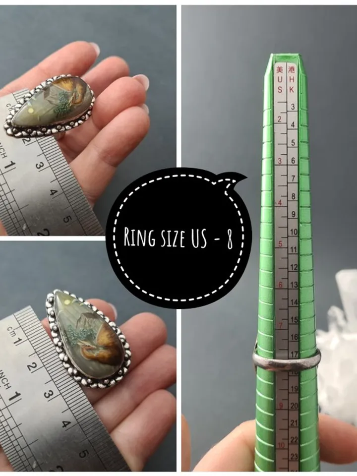 Dragon ring Labradorite ring Stone painting dragon Aaa large labradorite ring