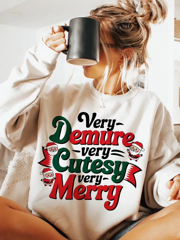 Very Demure Very Cutesy Very Merry Png PNG, Demure Merry Png PNG, Very Demure Christmas png PNG, Gift For Demure Girls Women, Demure Merry