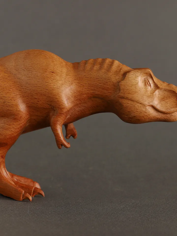 Wooden hand carved dinosaur tyranasaurus rex
