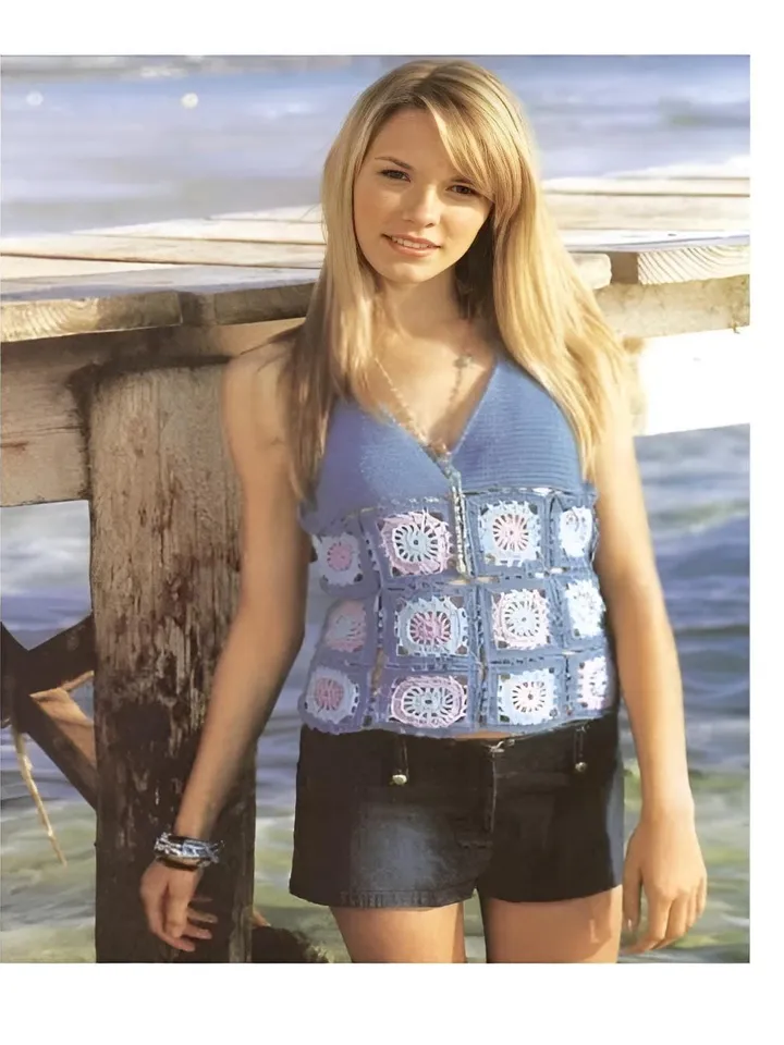 Top crochet pattern, granny squares top crochet pattern pdf