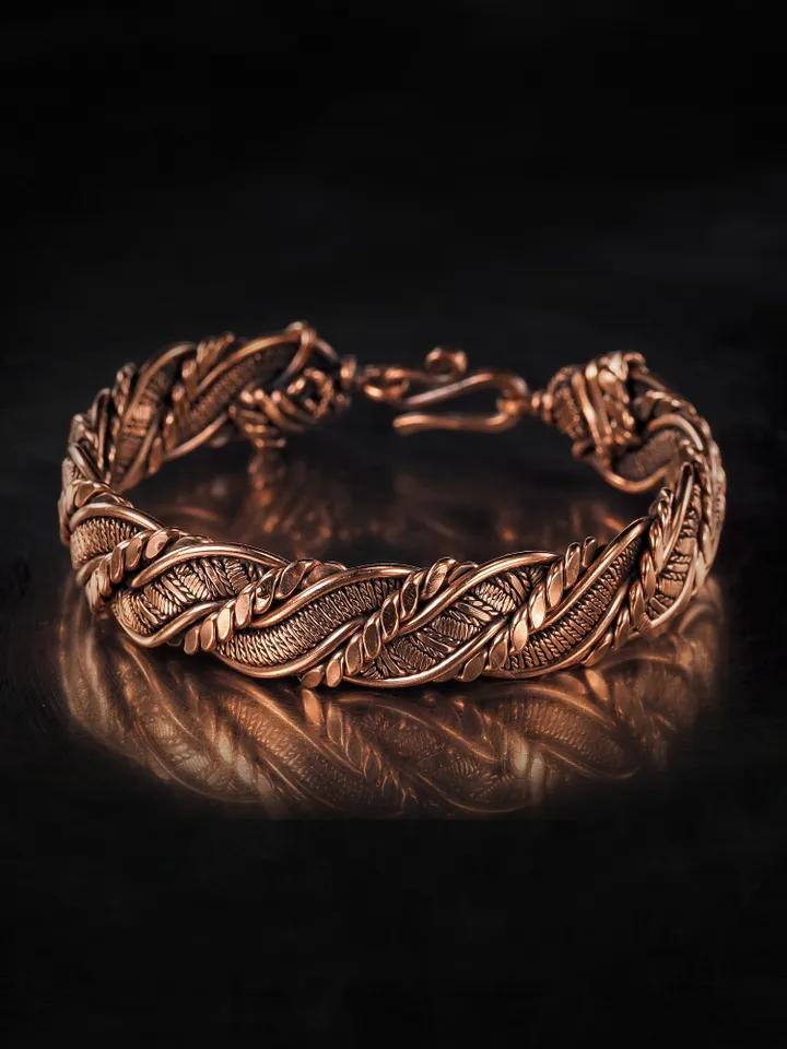 Woven copper wire bracelet Antique style handcrafted copper jewelry Unique gift