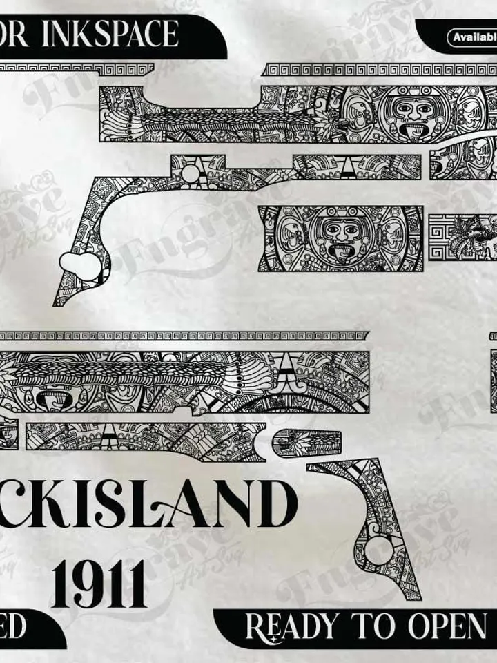 Rockisland 1911 Aztec Design,lasercut,laserengraving,fiberlaser,engravingfiles