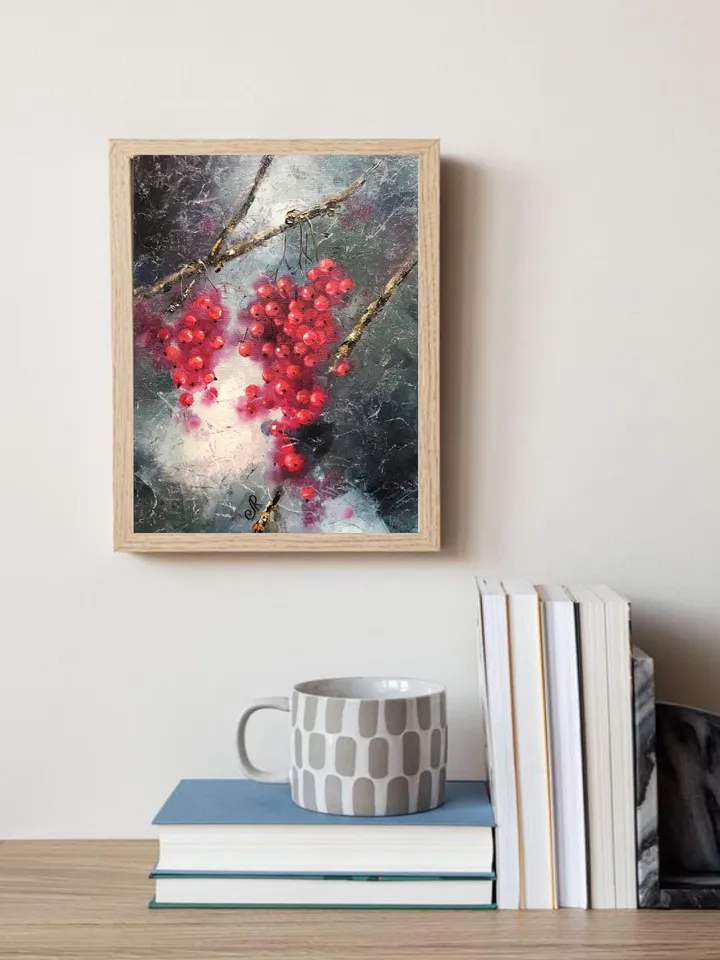 Fruits Original Painting Berries Oil Wall Art Still Life Kitchen Fruits Painting