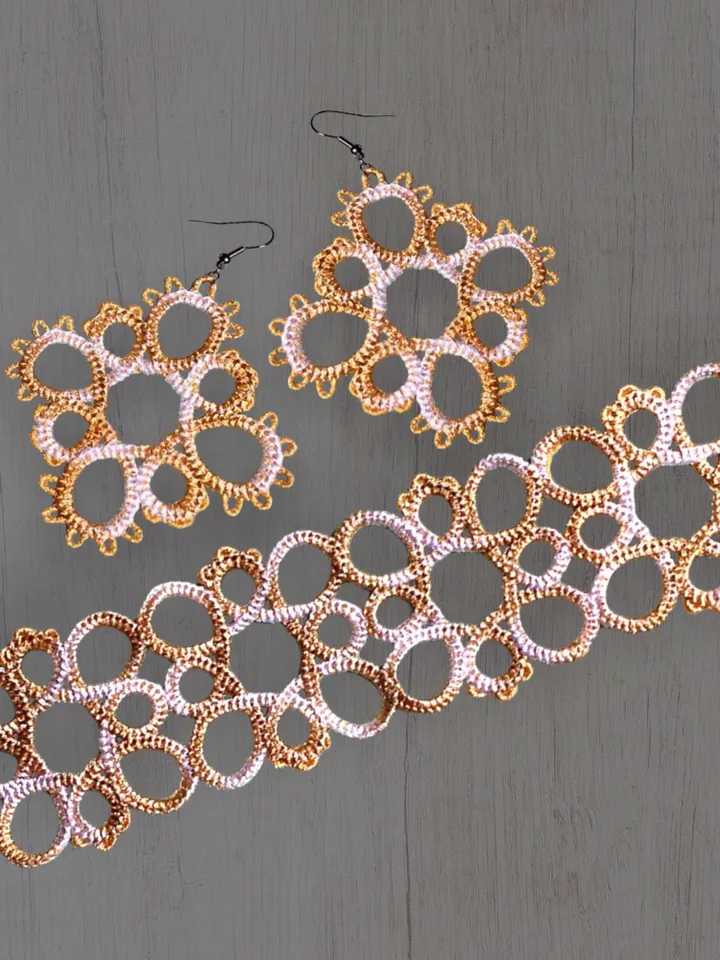 Free Standing Lace Braselet Earrings Tatting set machine embroidery design FSL pattern digital embroidery design jewerly embroidery motif