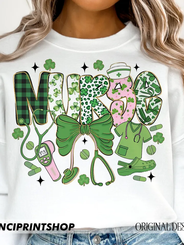 Nurse St Patricks day png, St Patricks day png, St Patrick Day Nurse png, Nurse St Pattys Day png, Nurse png, Lucky Shamrock png