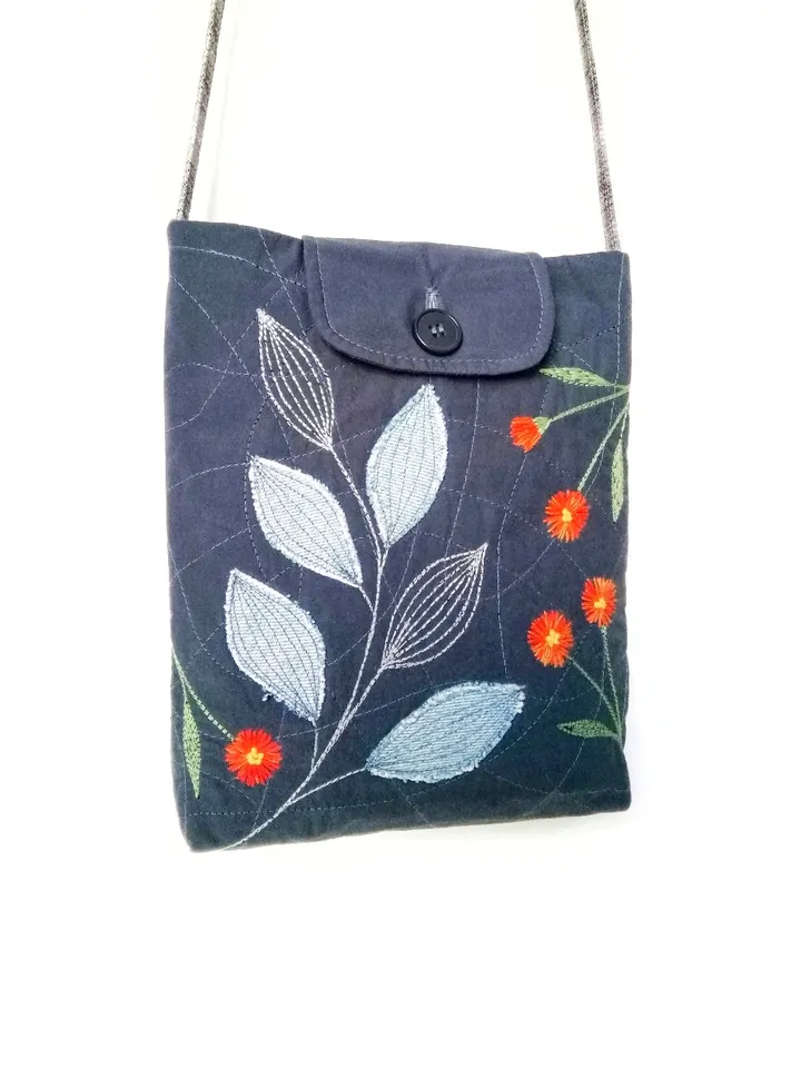 Handmade Hand Embroidered Fabric Cross Body Bag for Women - Unique Small Purse Adorned with Bright Beautiful Flowers. FREE SHIPPING!
