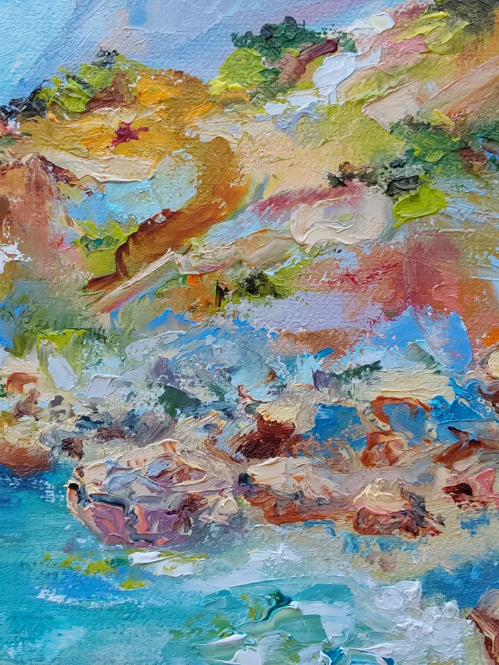"Sea Bay" Landscape with oil on canvas 35x25cm (14x10inches)