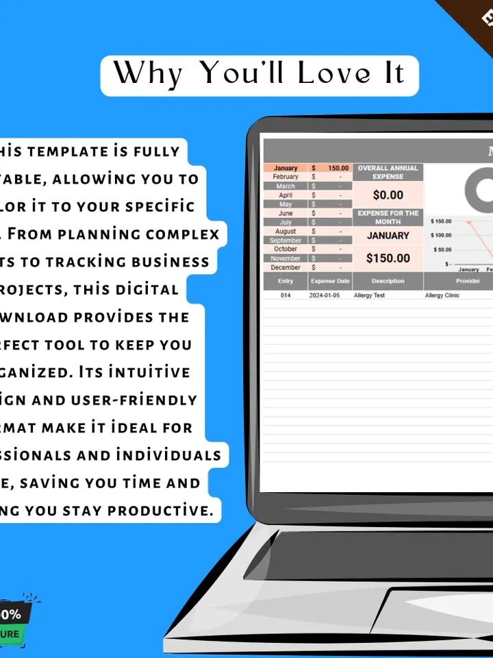 Medical Expenses Tracker Template, Editable Google Sheets, Digital Download for Health Expense Management & Budgeting
