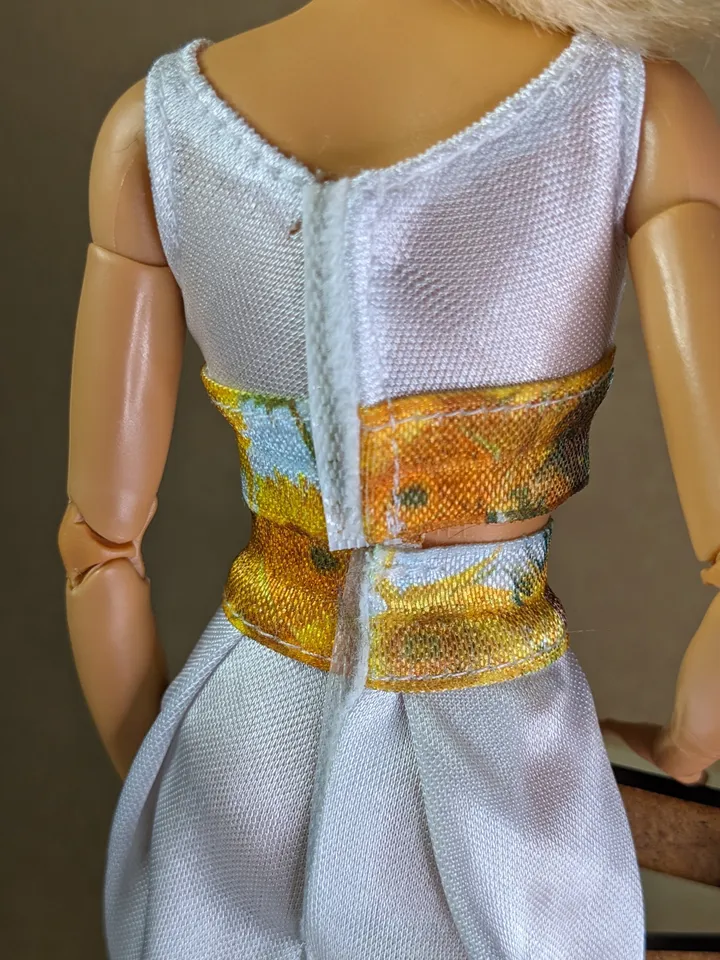 Handmade white & yellow floral print sports set for 1/6 scale fashion female dolls