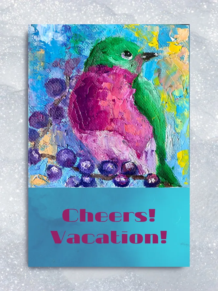 Digital Greeting Card Australian Robin Painting Bird Holiday Gift