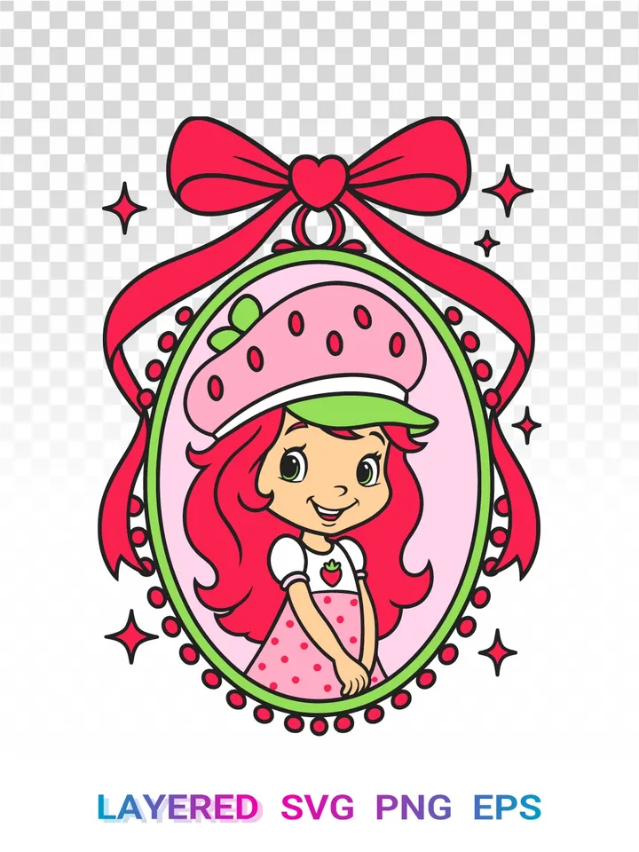 Strawberry Shortcake SVG PNG, Layered Cartoon Clipart, Strawberry Shortcake Cricut