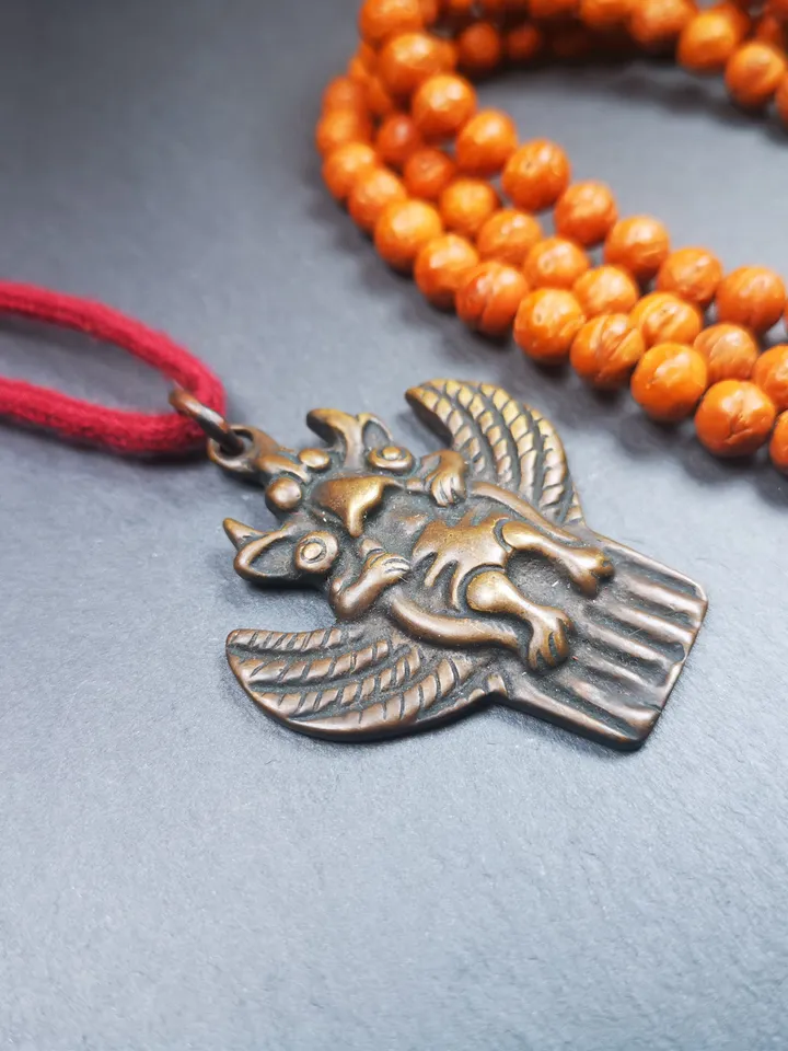 Gandhanra Antique Tibetan Buddhist Amulet,Garuda,Garula,Suparna,Golden-winged Bird Pendant,Made of Copper