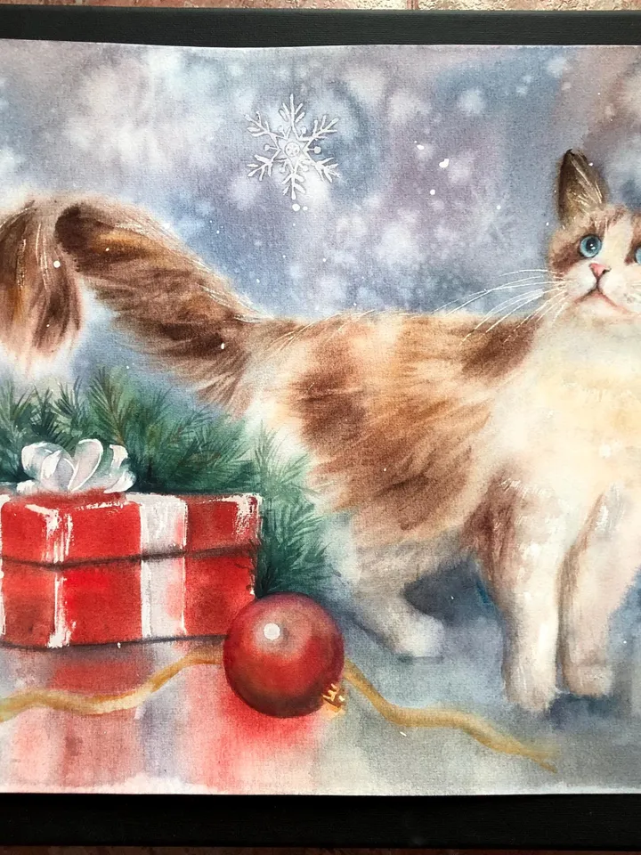 Cats Painting Original Animal Watercolor Painting Cat Wall Art Pet Painting
