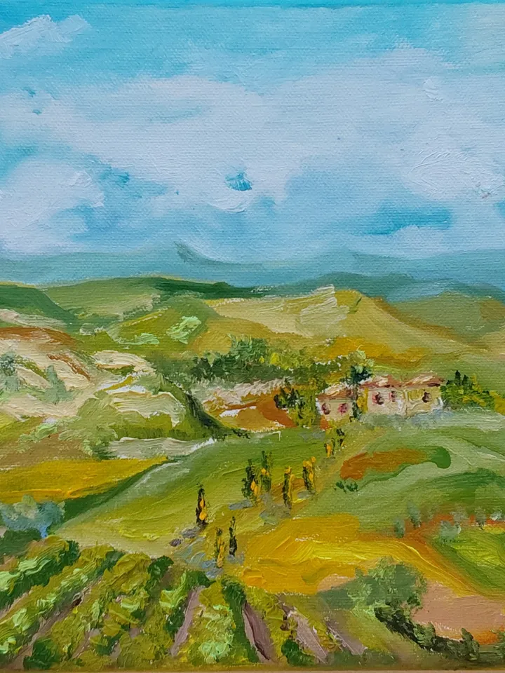 Oil painting on canvas "Sunny Valley" 30x24cm (12x9.6 inch)