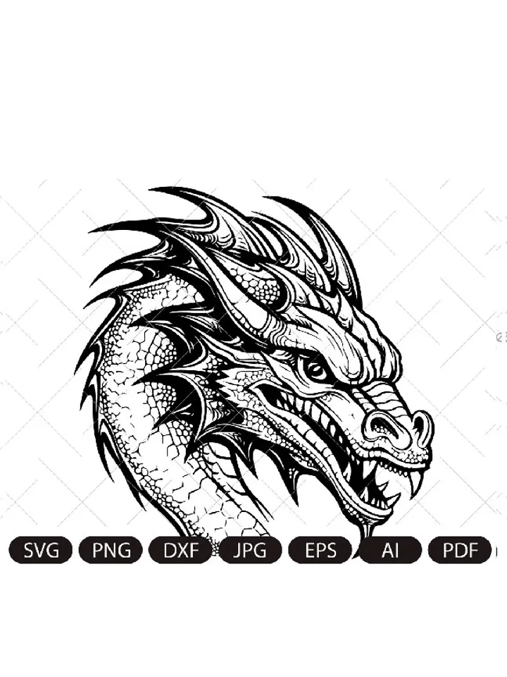 Dragon SVG, Tribal Dragon SVG, Dragon Tattoo svg, Dragon Silhouette, Dragon Vector, Dragon Clipart, Cut File Cricut, Silhouette