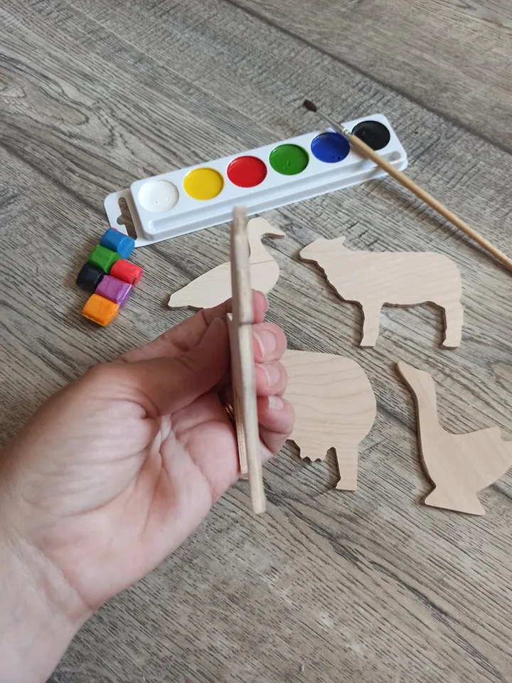 Pet animal figurines for painting,kids craf kit ,set  Wooden  Shape For Craft