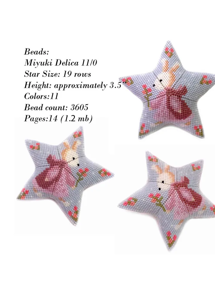 Peyote Star, Easter Bunny Beading Tutorial, Beaded Star Ornament, Seed Bead Pattern