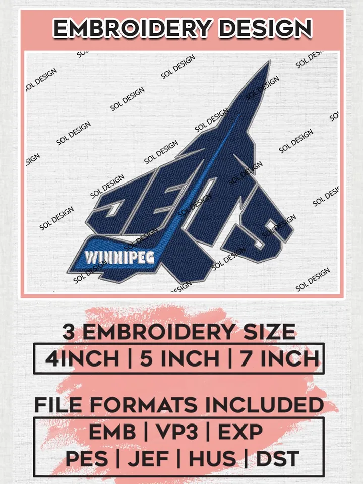NHL Winnipeg Jets Logo Embroidery Designs, NHL Winnipeg Jets Team Logo Embroidery, NHL Embroidery Designs, NHL Machine Embroidery Designs, Digital Download