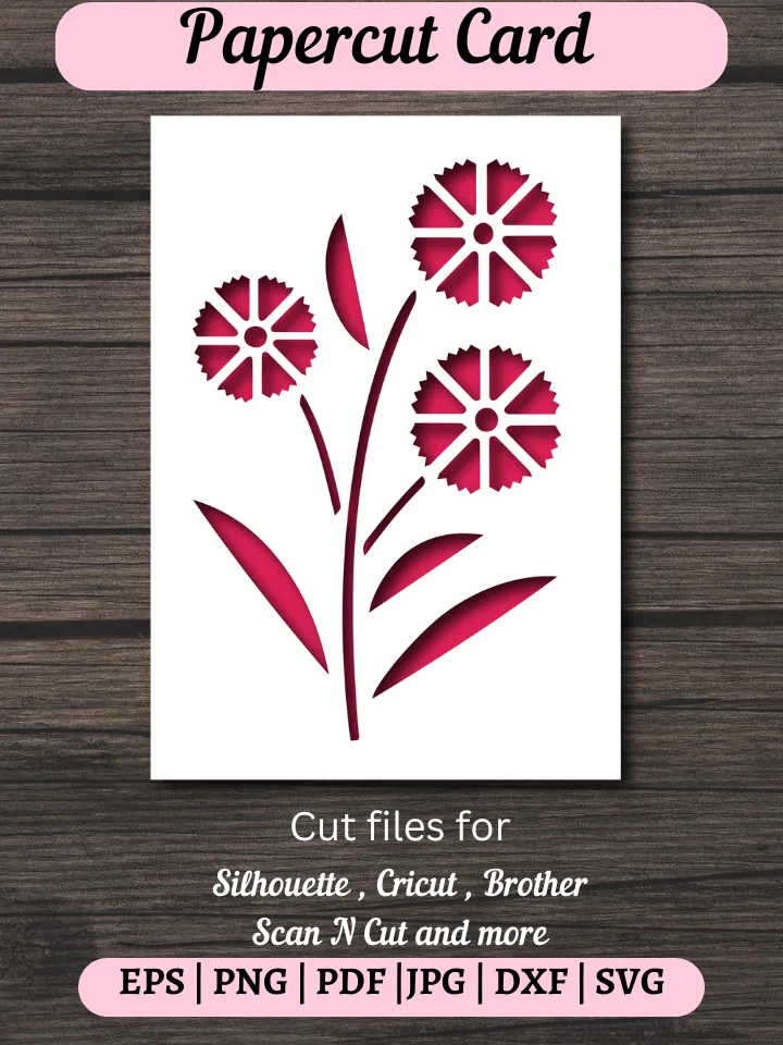 Wild Flowers Card SVG, Paper Cutting Card SVG