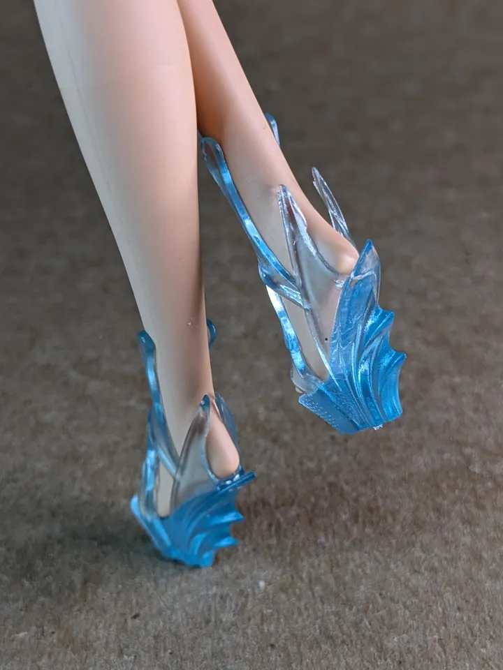 Blue transparent wedge sandals for 1/6 scale female dolls