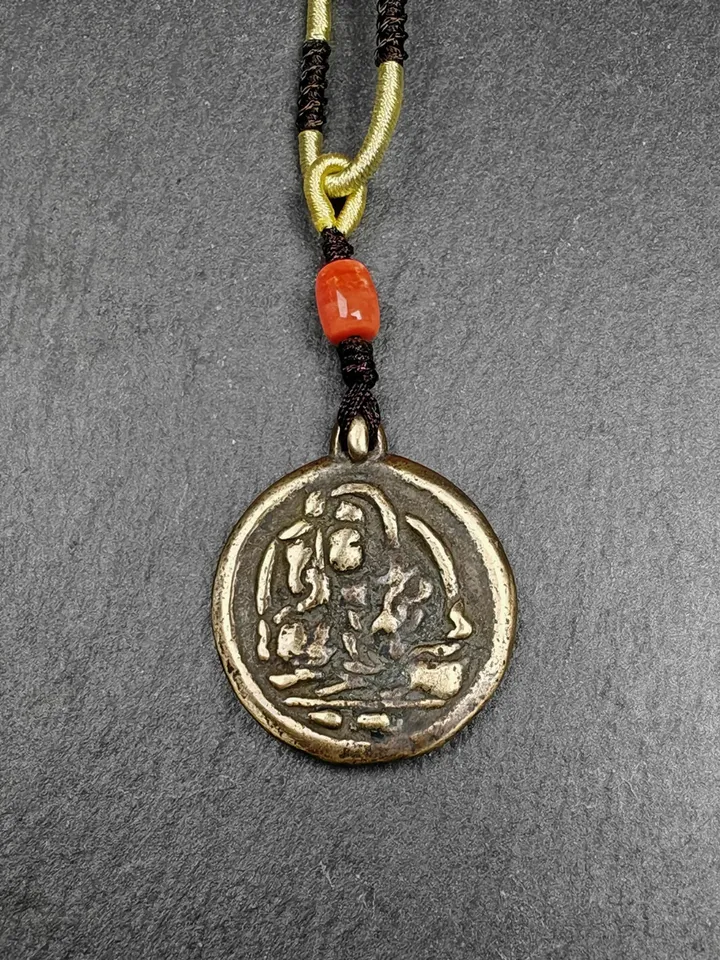 Gandhanra Old Tibetan Buddhist Amulet Badge,Shou-lao, Star of Longevity,Made of Thokcha,Protection Necklace,Spiritual Gift