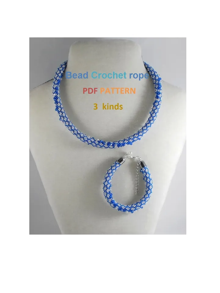 Bead Crochet Rope Necklace Bracelet pattern, pattern seed beads, DIY, bead jewelery, Instant Download, PDF patterns