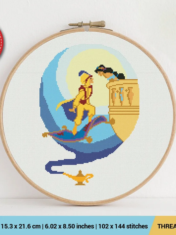 Princess Jasmine Cross stitch pattern | Embroidery Pattern | Instant Download | Embroidery Designs