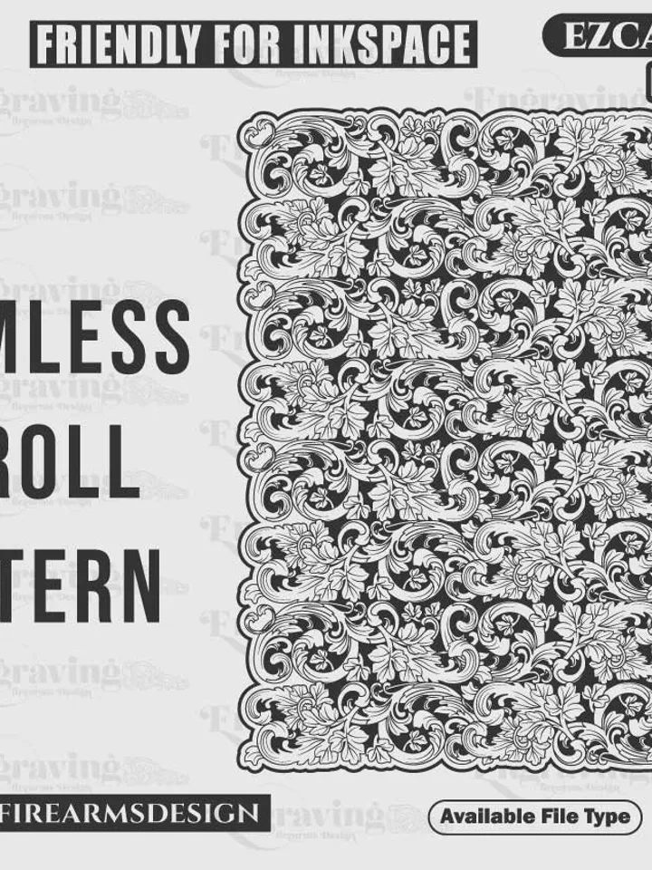 Engraving Firearms Design Seamless Scroll Pattern svg,lasercut,engravingfiles,scrolldesign,engravingdesign,engravingpattern,metalart