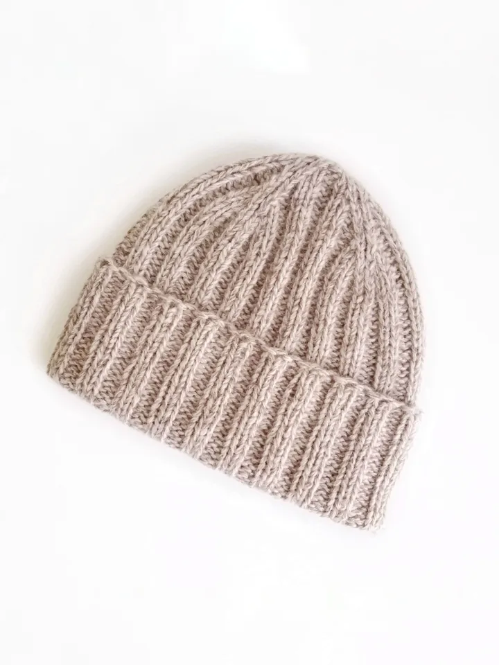 Hand-Knitted Warm Winter Cap, Handcrafted Italian Cashmere Men's Beanie: Seamless Luxury Knit with Cuff, Handmade Design. FREE SHIPPING!