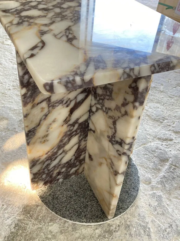 Calacatta Viola Marble square model side table, end table, italian marble 100% handmade, coffe table 52 cm Height