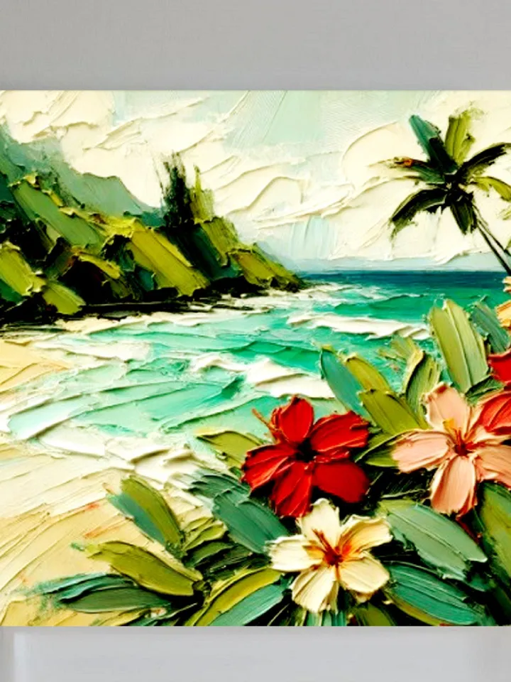Hawaii Painting  Palm Trees Original Art Seascape Impasto Oil Painting Oahu Wall Art Christmas Gift by ArtProkopaloSv