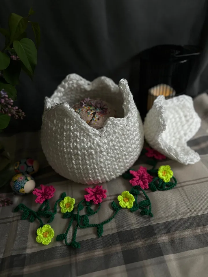 Easter Big White Egg Basket, Basket With Lid, Storage Container, Basket Egg, Chicken Basket, Centre Table, Thanksgiving Decoration, Gift