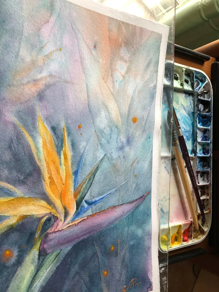 Flowers Original Watercolor Painting Tropical Flowers Wall Art