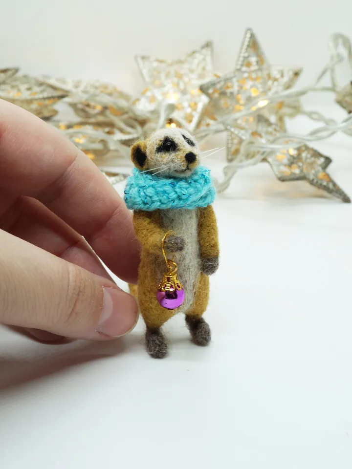Robbie the meerkat, miniature needle felted meerkat, Christmas gift, needle felted animal, made to order