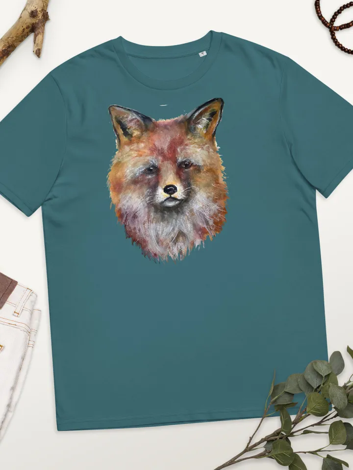 Fox t shirt,Unisex organic cotton t-shirt made with my own design,original watercolor fox painting.